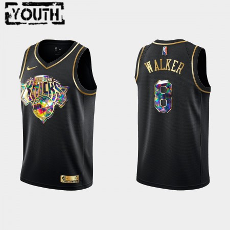 Kinder NBA New York Knicks Trikot Kemba Walker 8 Nike 2021-2022 Schwarz Golden Edition 75th Anniversary Diamond Swingman